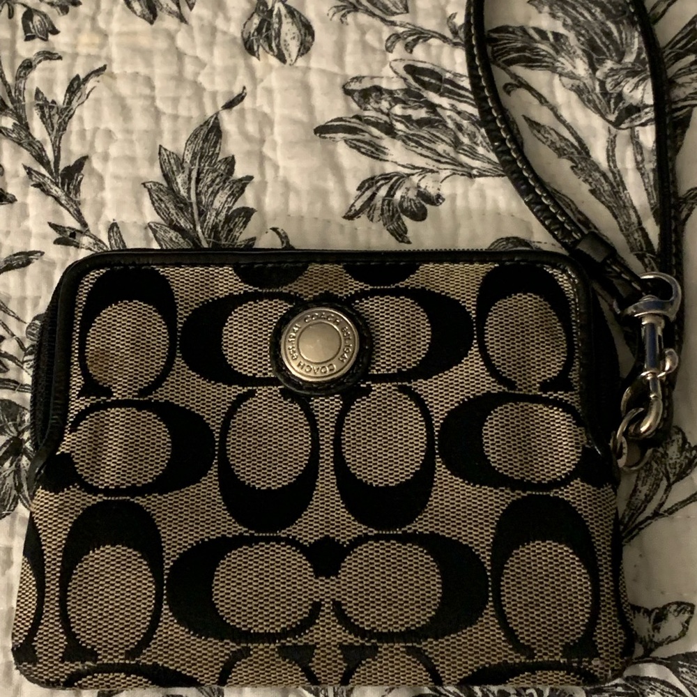 Coach Bags Coach Grey/Black Wristlet Wallet Wear Used Pink Inside